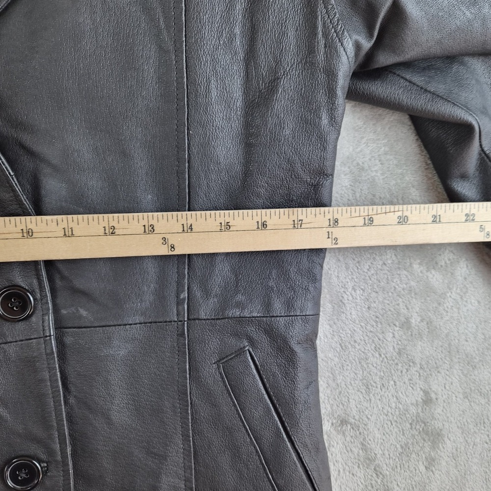 Serge Platini Blazer Jacket Small Black Genuine Leather 2 Buttons Sport‎ Coat - Picture 3 of 16